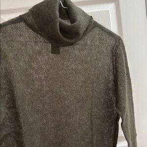 Banana Republic Dark Green Mohair See-through Turtleneck Sweater